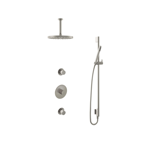 Hotbath Buddy IBS - Regendoucheset - 15cm plafondarm - 30cm ronde hoofddouche - staafhanddouche - glijstang - 2 stopkranen - geborsteld nikkel (RVS) SW298891