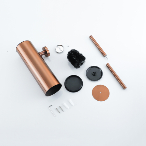 Fortifura Calvi toiletborstelhouder - gesloten model - wand - rond - PVD - geborsteld koper SW1111546