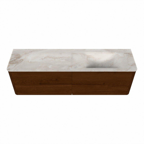 Mondiaz CIRO-DLUX Meuble de salle de bains - 170x45x50cm - Vasque solid surface Frappe - 1 lavabo à droite - sans trous de robinet - 4 tiroirs - Ruby SW1531541
