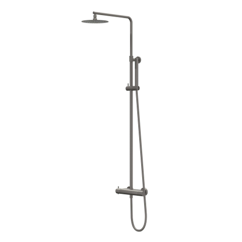 IVY Bond opbouw regendoucheset – Ø25 cm medium hoofddouche – staafhanddouche – glijstang – metal black geborsteld SW1032431