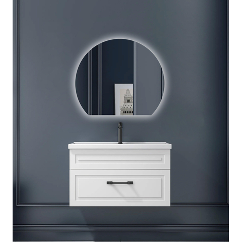 Saniclass Aura miroir – demi-rond – 100 x 85,3 cm – LED indirecte tout autour – chauffage de miroir, à intensité variable SW1152322