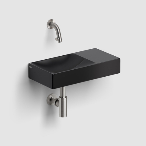 Clou Vale fontaines céramique lave-mains 38x19x7cm sans trou de robinet à droite Noir mat SW451471