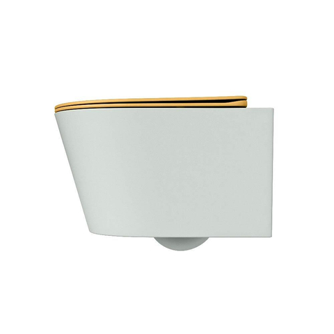 Mondiaz LAVIE hangtoilet – spoelrandloos – 36 x 53 cm – met softclose zitting – Greey (lichtgroen/grijs), zitting Ocher (geel) SW1208664