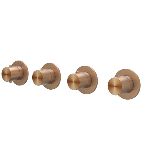 IVY Concord Partie apparente - pour mitigeur thermostatique encastré - 3 robinets d'arrêt - symmetry - rosaces rondes - ACIER INOXYDABLE 316 - cuivre brossé mat PVD SW1030956