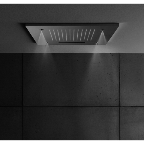 Hotbath Mate Inbouwhoofddouche vierkant - 50x50cm - met cascade en spray - geborsteld nikkel (RVS) SW22818