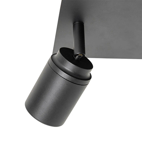 QAZQA Ducha Plafonnier de salle de bains - 17x17cm - 2 spots - IP44 - carré - noir mat SW1187234