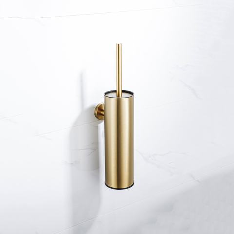Fortifura Calvi toiletborstelhouder - gesloten model - wand - rond - PVD - geborsteld messing (goud) SW1111543