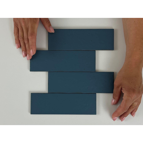 SAMPLE Terravito Nocino wandtegel - 6x18.6cm - Deep Blue mat (blauw) SW1221436