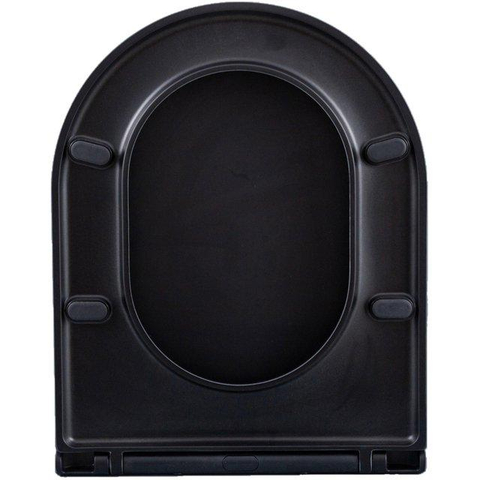 QeramiQ Dely Swirl Pack WC - 36.3x51.7cm - réservoir encastré Geberit UP720 Duofix Sigma - abattant mince - plaque de déclenchement beige - boutons ronds - noir mat SW1412316