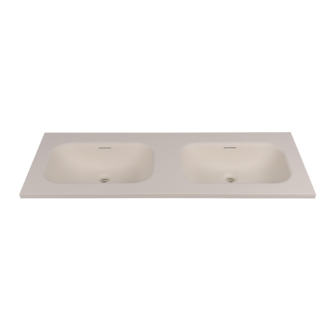 Saniclass Torino Meubelwastafel - 120.5x46x17.5cm - solid surface - 2 wasbakken - zonder kraangaten - off-white SW1471858