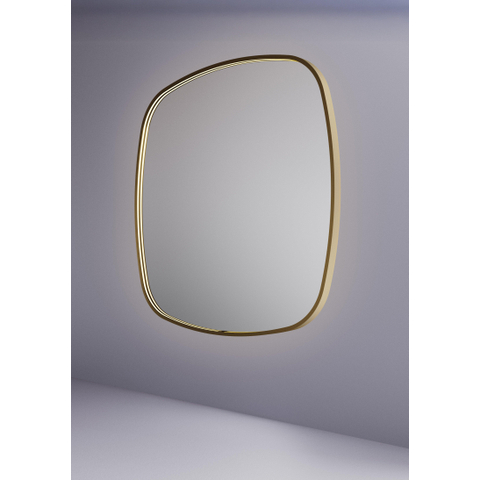 Hotbath &MORE Spiegel in aluminium frame / contour - 120x120cm - inclusief direct & indirect LED - spiegelverwarming - color changing - dimbaar - dottless - met afstandsbediening - PVD - geborsteld messing goud SW1246832