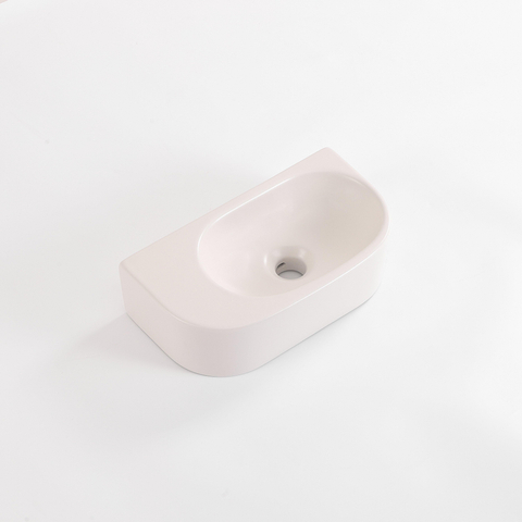 QeramiQ Pure Fontein - 40x22x12cm - glad - halfrond - zonder kraangaten - keramiek - linnen SW1449885