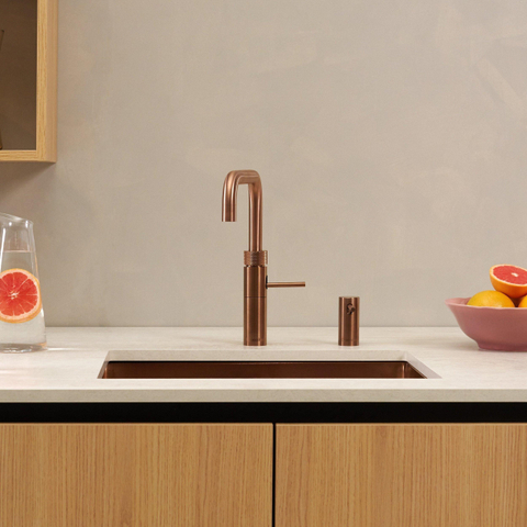 Quooker Fusion Square kokendwaterkraan - draaibare uitloop - Combi+ reservoir - Warm / kokend water - Rosé koper SW968360