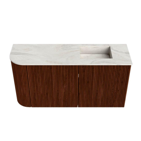 Mondiaz JOYA-DLUX 81.6cm toiletmeubel - ronding links kleur Ruby - Wastafel FAYE positie Rechts Zonder kraangat kleur Ostra. SW1423806
