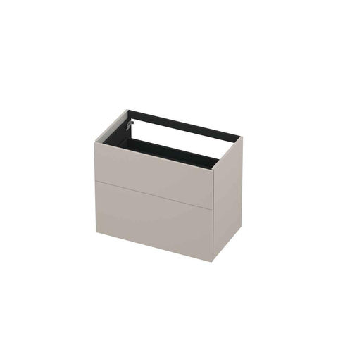 INK P2O Meuble sous-lavabo - 80x45x65cm - 2 tiroirs - push to open - façades rapportées droites MDF laque mate gris cachemire SW798545