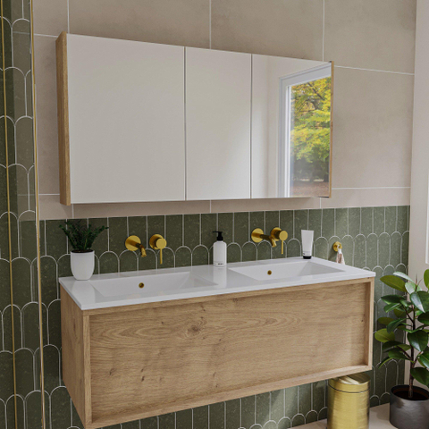 Saniclass Holz Atelier Armoire de toilette - 120x63x16cm - incluant panneaux latéraux - Chêne natural SW1470591