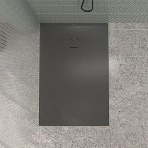Villeroy & Boch Ecora douchebak - 150x100x3.5cm - afvoer korte zijde - anthracite (antraciet) SW1558870
