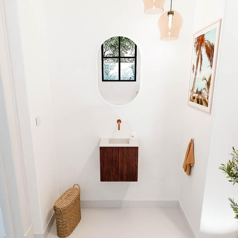 Mondiaz JOYA-DLUX 40cm toiletmeubel - kleur Ruby - Wastafel FAYE positie Midden Zonder kraangat kleur Meli. SW1425330