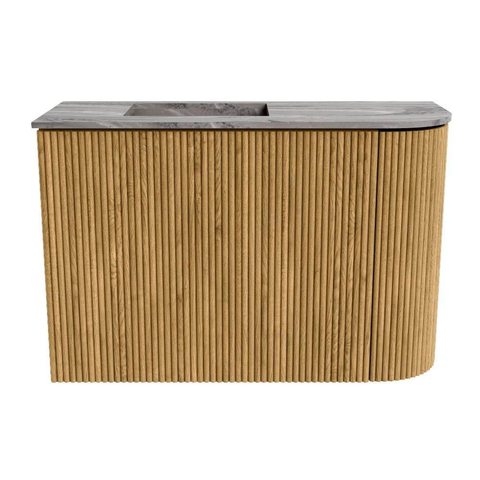 Mondiaz JOYA-DLUX 61.6cm toiletmeubel - ronding rechts kleur Oak - Wastafel FAYE positie Links 1 kraangat kleur Sombra. SW1424274