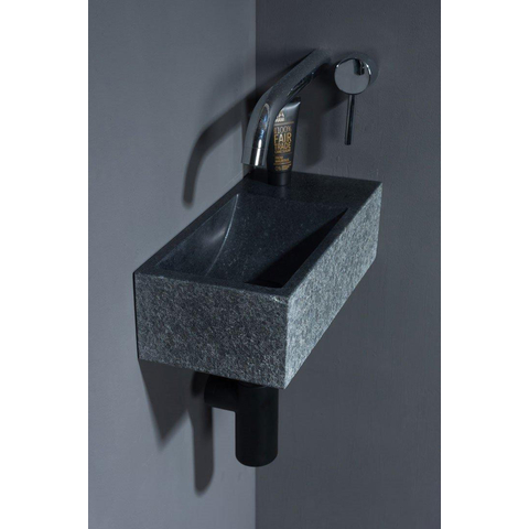 Forzalaqua Venetia Xs Lave-main 29x16x10cm sans trou de robinet droite rectangulaire granit adouci anthracite SW230750