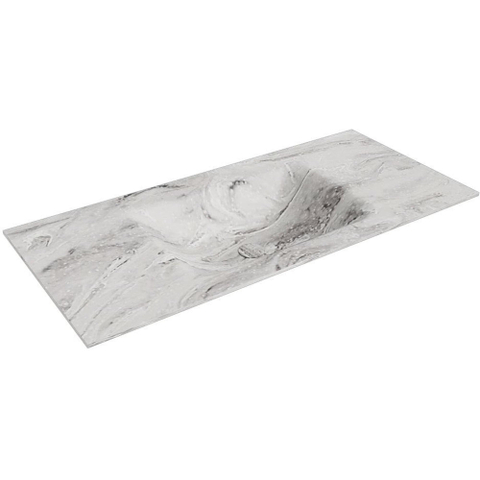 Mondiaz Grunne lavabo encastrable - 100x46x1.2cm - 0 trous de robinet - 1 vasque Cloud Centre - Solid surface Glace (marbre) SW972401