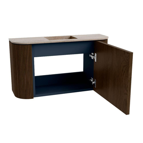 Mondiaz JOYA-DLUX Meuble de salle de bains 73,2cm - arrondi gauche et droite couleur Noyer - Vasque FAYE position Milieu Sans trou de robinet couleur Saba SW1424684