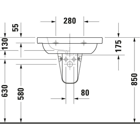 Duravit D-code Wastafel - 65x48cm - met 1 kraangat - met overloop - wit 0295855