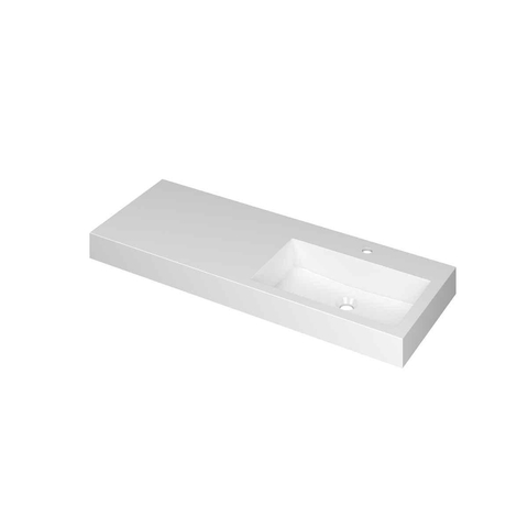INK Momento wastafel - 120x45x9cm - 1 wasbak rechts - 1 kraangat - polystone wit glans SHOWROOMMMODEL SHOW26873