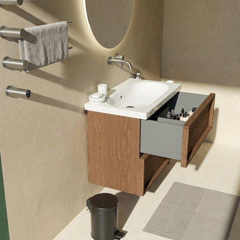Saniclass Holz Frame Meuble sous lavabo - 80x45x60cm - 2 tiroirs - noyer pur SW1578592