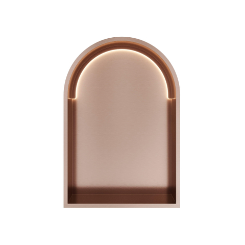Hotbath &MORE Inbouwbox of inbouwnis Toogmodel - 30x45x10cm - met LED - IP44 - PVD - geborsteld koper SW1246503