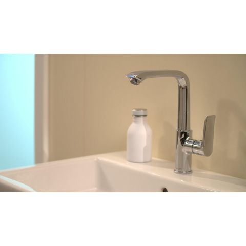 Hansgrohe Metris Wastafelkraan - met hoge - draaibare uitloop - met waste - hoogglans chroom 0450929