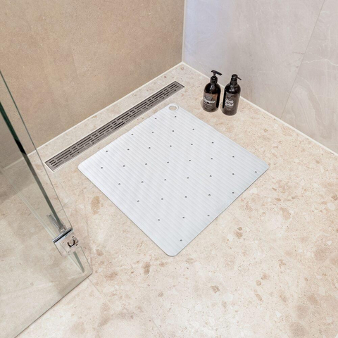 Sealskin Ribb Tapis de douche - 55x55cm - Antidérapant - inclus - crochet noir - Blanc SW1421065