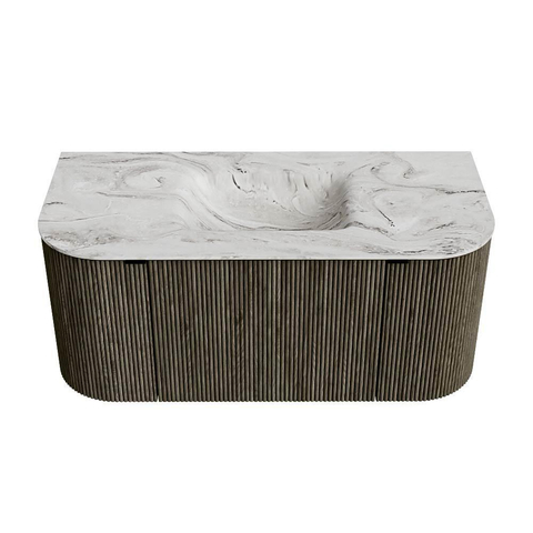 Mondiaz KURVE-DLUX Badkamermeubelset - 100x46x40cm - 1 lade - 2 deuren - wastafel solid surface - midden - 1 kraangat - Shadow SW1414521
