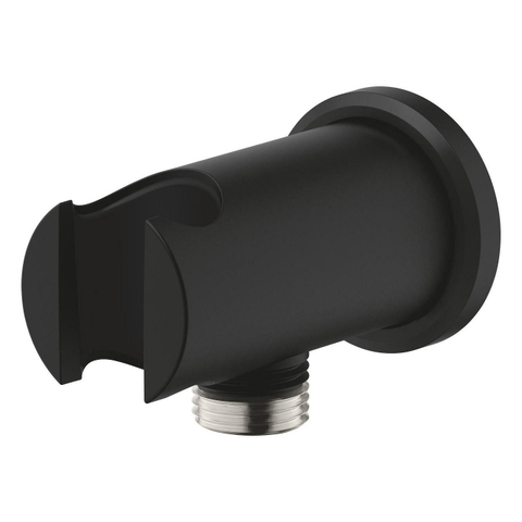 GROHE Rainshower wandaansluitbocht - rond - met houder - phantom black (zwart) SW1477503