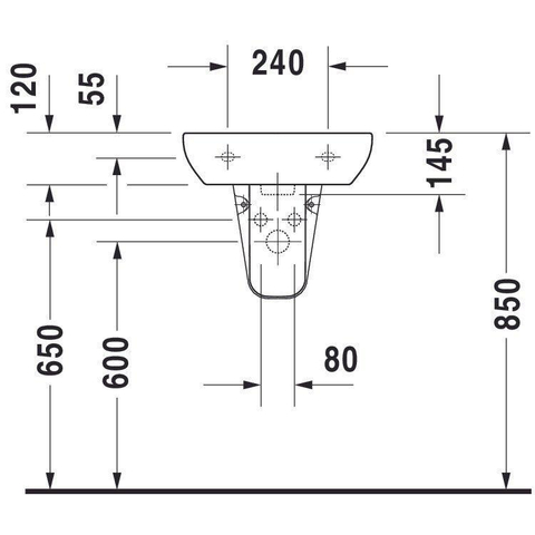 Duravit D-code Fontein - met kraangat - 45x34cm - wit 0315110