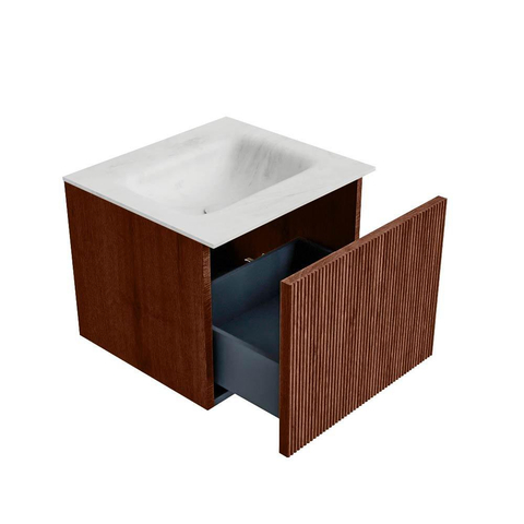 Mondiaz KURVE-DLUX Badkamermeubelset - 50x46x40cm - 1 lade - wastafel solid surface - midden - zonder kraangat - Ruby SW1415700