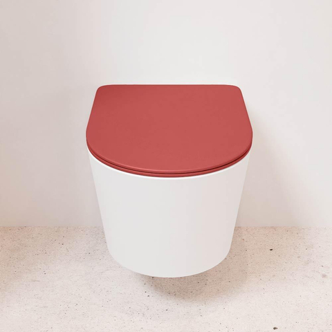 Mondiaz LAVIE WC suspendu – sans bride – 36 x 53 cm – avec abattant softclose – Talc (blanc), abattant Fire (rouge) SW1208669