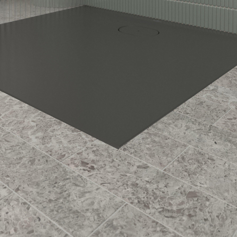 Villeroy & Boch Ecora douchebak - 100x90x3.5cm - afvoer lange zijde - anthracite (antraciet) SW1558970