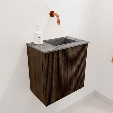 Mondiaz JOYA-DLUX Meuble de toilette 40cm - couleur Walnut - Vasque FAYE position Droite Sans trou de robinet couleur Sombra. SW1424699
