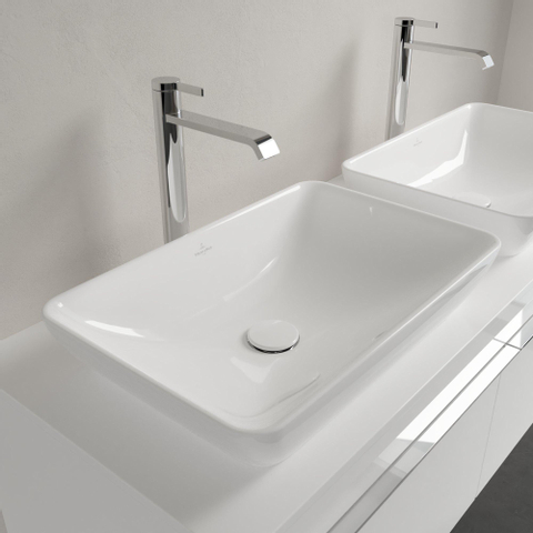 Villeroy & Boch venticello semi - inbouw opzetwastafel - zonder kraangat - 55x36cm - met overloop - White Alpine (glans wit) 1025158
