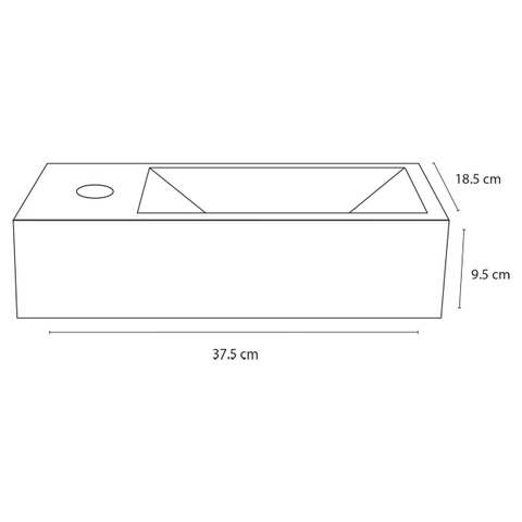 Differnz Helios pack lave-mains – 37,5 x 18,5 x 9,5 cm – céramique blanche – perçage à gauche – avec cadre SW705224