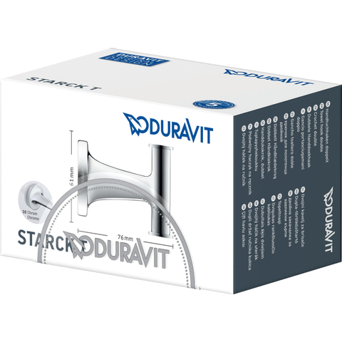 Duravit Starck T Handdoekhaak dubbel - 6x7.6cm - hoogglans chroom SW297087