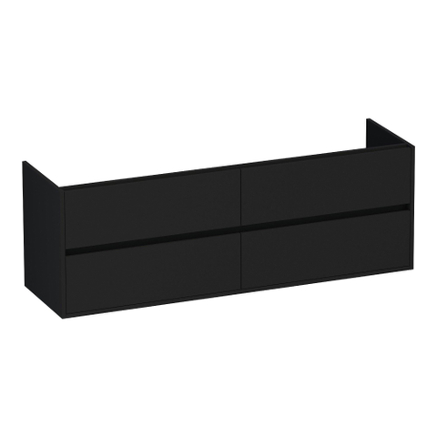 BRAUER Adore meuble sous-lavabo - 160x46x55cm - 4 tiroirs softclose - sans poignées - 2 découpes pour siphon - noir mat SW1198333