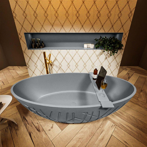MONDIAZ ROCK Baignoire îlot - 170x70cm - couleur Plata / Talc SW1015106