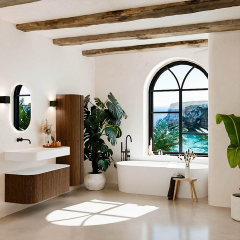 MONDIAZ THOR Meuble de salle de bains 110cm arrondi gauche + droite couleur Walnut avec 1 tiroir et 2 portes. Vasque suspendue CLOUD gauche sans trou de robinet couleur Talc. SW1462744