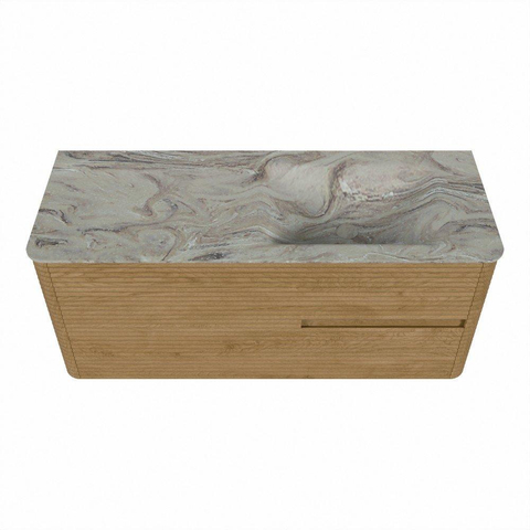 Mondiaz CIRO-DLUX Badkamermeubelset - 120x45x50cm - Solid surface wastafel Glace - 1 wasbak Rechts - 1 kraangat - 2 lades - Oak SW1530838