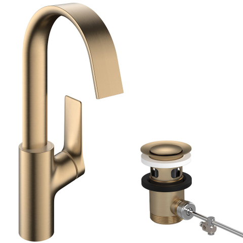 Hansgrohe VIVENIS Wastafelmengkraan - 21cm - eengreeps - draaibare uitloop - trekwaste - brons SW1387707