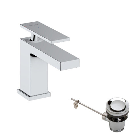 Hansgrohe Tecturis E Eengreeps wastafelkraan - 80 - coolstart - met PopUp - trekwaste - hoogglans chroom SW918571