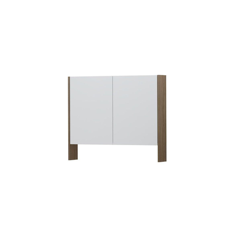 INK SPK3 Spiegelkast - 90x14x74cm - 2 deuren - dubbelzijdige Spiegel - open planchet - schakelaar en stopcontact - MFC Zuiver eiken SW440354