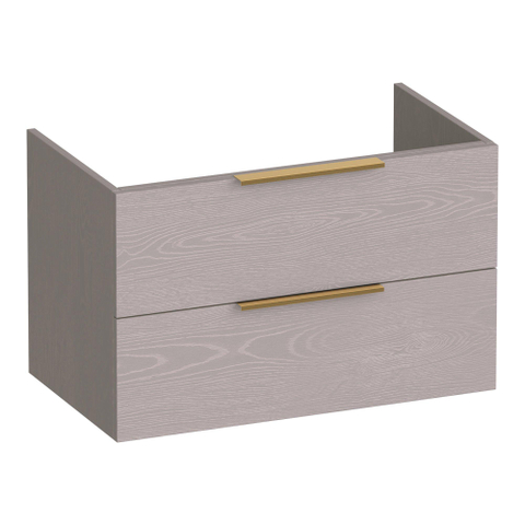 BRAUER Elevate meuble sous-lavabo 80 sans poignées superposées 2 tiroirs à fermeture douce et 1 découpe pour siphon - Timber Greige SW1200177